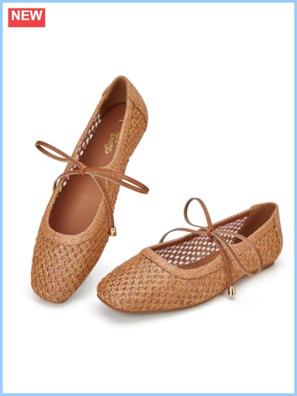 Woven Mary Jane Flats Memory Foam Buckle Strap Comfort Shoes